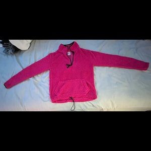 Hot Pink Fluffy Half zip up sweatshirt